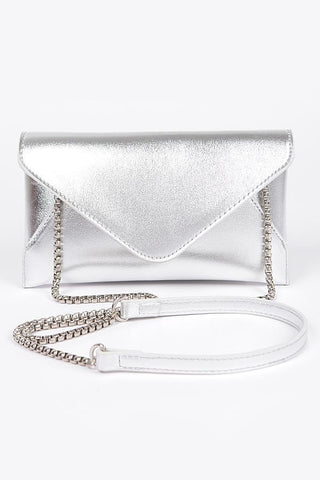 Wendi Envelope Metallic Clutch | Silver