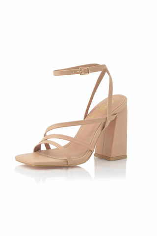 Elly Ankle Strap Block Heels | Nude