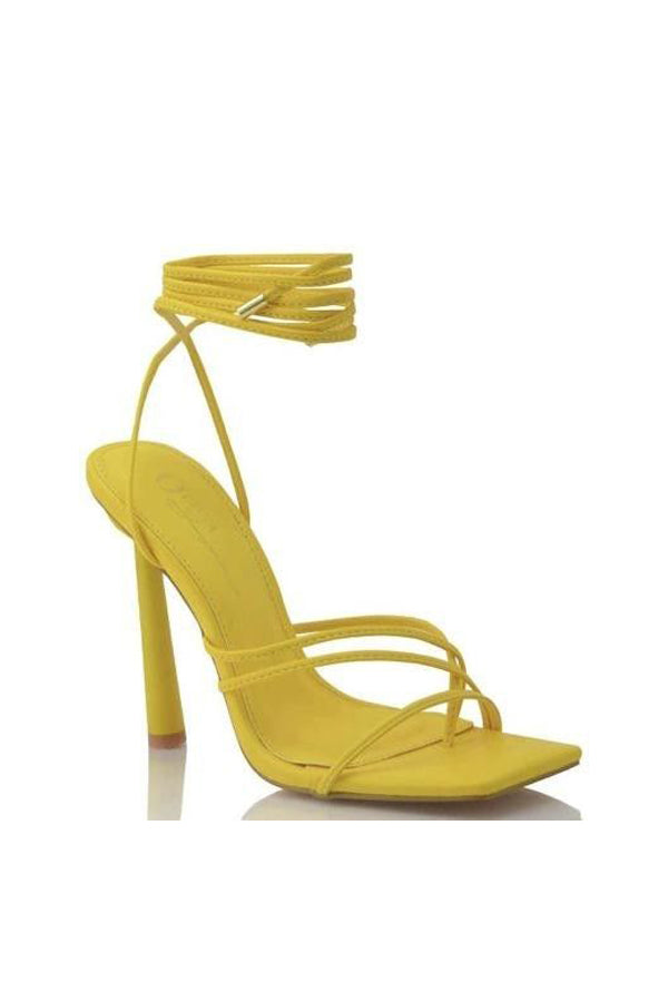 Olivia Strap Up Stiletto Heels | Yellow