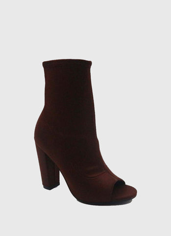 Suit Up Peep Toe Booties | Brown