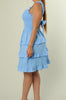 Pretty Please Shirred Flare Dress | Blue