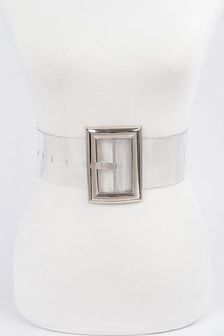Waisted Plus Clear Belt | Silver