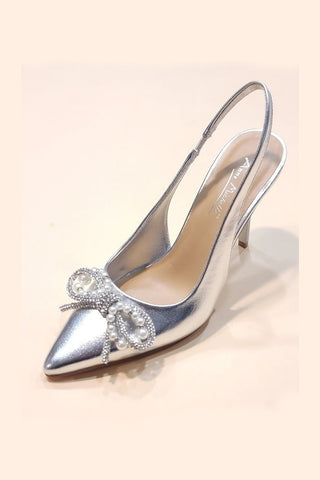 Formal Affair Pearl and Jewel Slingback Pumps | Silver