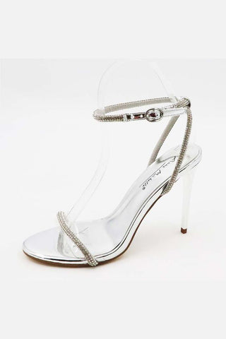 Don't Wait Up Jeweled Stiletto Heels | Silver