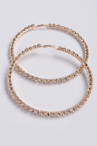 Baddie Rhinestone Hoops | Gold
