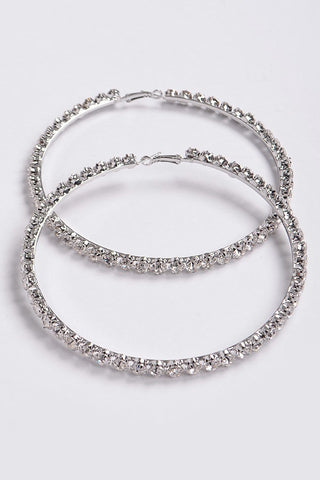 Baddie Rhinestone Hoops | Silver