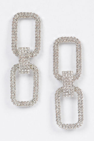 Material Girl Rhinestone Earrings | Silver