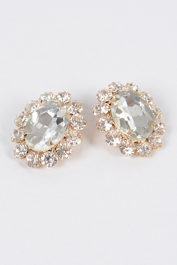 Princess Rhinestone Stud Earrings | Gold