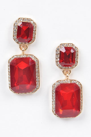 It Factor Rhinestone Earrings | Red