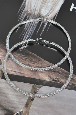 Be Mine Rhinestone Hoops | Silver