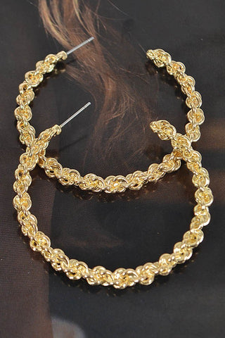 Open Season Chain Hoop Earrings | Gold