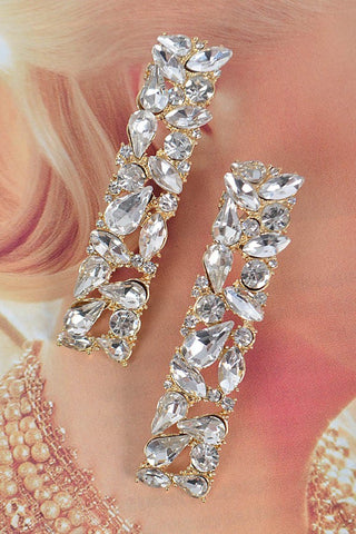 Dinner for Two Rhinestone Drop Earrings | Gold