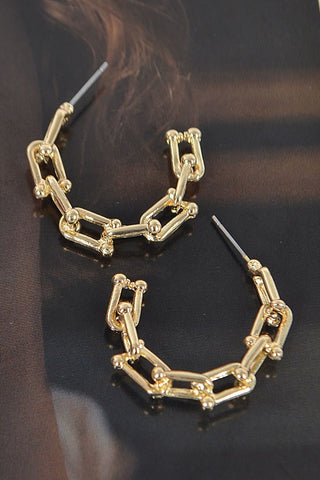 Energy Chain Hoop Earrings | Gold