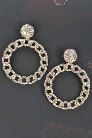 Around the Way Rhinestone Earrings | Gold