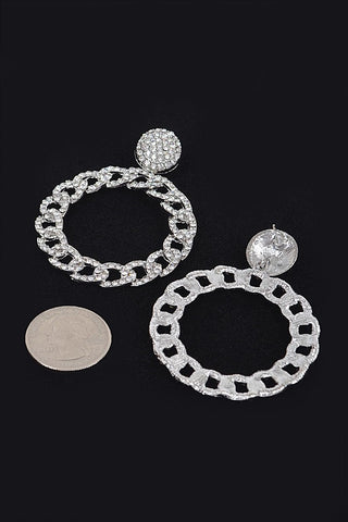 Around the Way Rhinestone Earrings | Silver