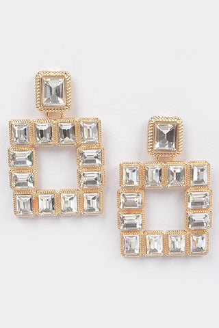 India Rhinestone Drop Earrings | Gold