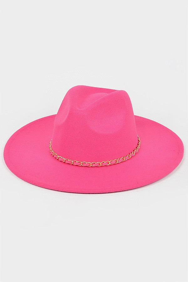 Love on Top Chain Fedora Hat | Fuchsia Pink