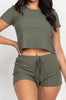 Spend the Night Ribbed Two Piece Set | Olive Green