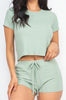 Spend the Night Ribbed Two Piece Set | Light Green