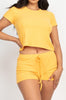 Spend the Night Ribbed Two Piece Set | Yellow