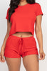 Spend the Night Ribbed Two Piece Set | Red