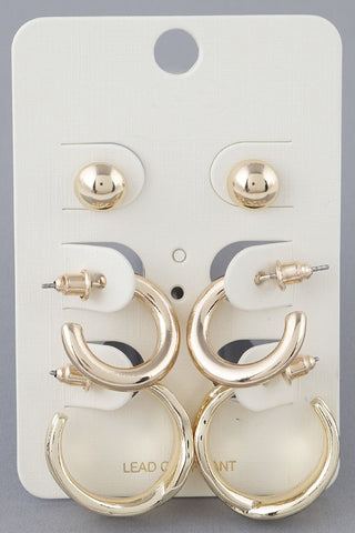 Triple Glam Earring Set | Gold