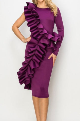 Maya Frill Dress | Plum Purple