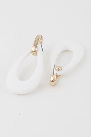 Play it Off Teardrop Earrings | White