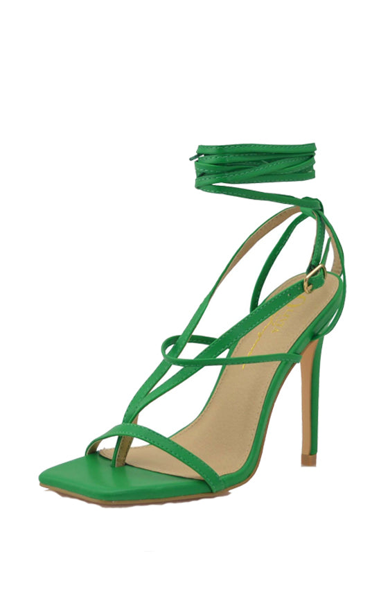 Attraction Strap Up Stiletto Heels | Green