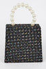 Style And Grace Tweed Pearl Clutch | Black