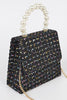 Style And Grace Tweed Pearl Clutch | Black