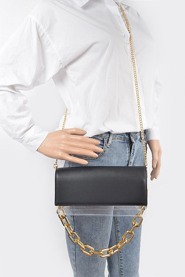 Quote Me Clear Crossbody Bag | Black