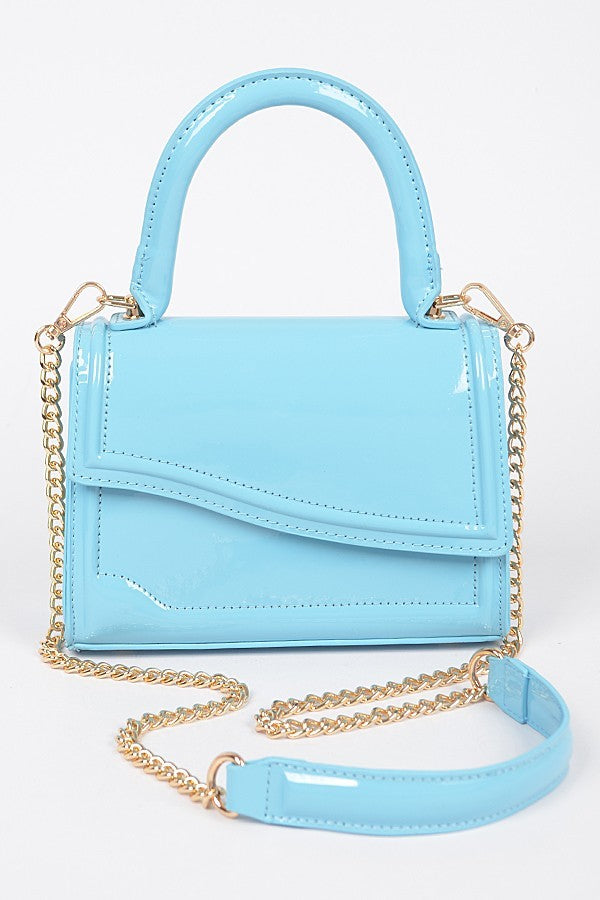 Madeline Patent Crossbody Bag | Blue