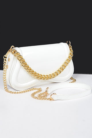 Just A Friend Patent Crossbody Bag | White