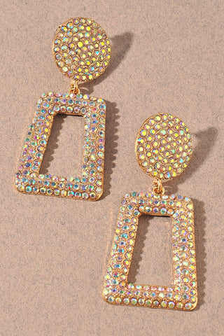 Wicked Bling Rhinestone Earrings | Iridescent Gold