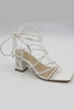 Call Me Strap Up Low Block Heels | White