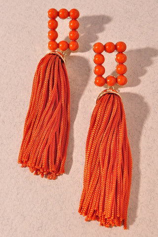 No Drama Tassel Earrings | Orange