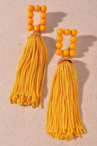 No Drama Tassel Earrings | Mustard Yellow