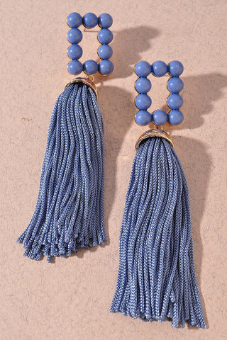 No Drama Tassel Earrings | Powder Blue