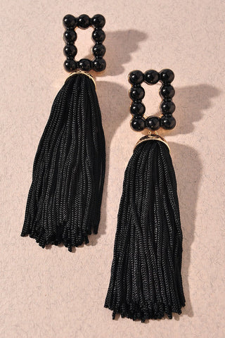 No Drama Tassel Earrings | Black