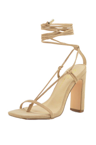 Say My Name Strap Up Rectangle Heels | Nude