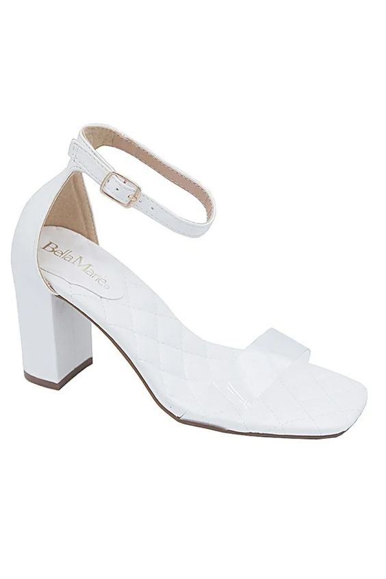 Just Right Clear Ankle Strap Block Heels | White