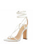 Say My Name Strap Up Rectangle Heels | White